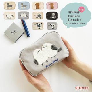 [ 現貨+ 預購] 日本STREAM可愛動物立體刺繡化妝包 方便收納小物 日本設計 純棉 大容量
