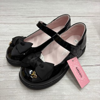 ［出清品］[ 展示品 ]《布布童鞋》臺灣製緞面蝴蝶結黑色公主鞋學生鞋(20公分)