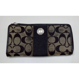 二手Coach 皮夾長夾Canvas and Leather Women’s Multi-pocket Wallet