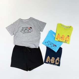 【ERSS】童裝 兒童 狗 短袖上衣 動物 夏天服飾 純棉 t恤 灰色 【 K704188】