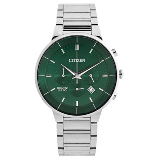 CITIZEN / 簡約俐落 三眼計時 日期 日本機芯 不鏽鋼手錶 綠色 / AN8220-52X / 42mm