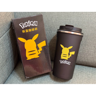 「寶可夢皮卡丘保溫杯」 304不鏽鋼 黑色 咖啡杯 冰壩杯 環保杯 飲料杯