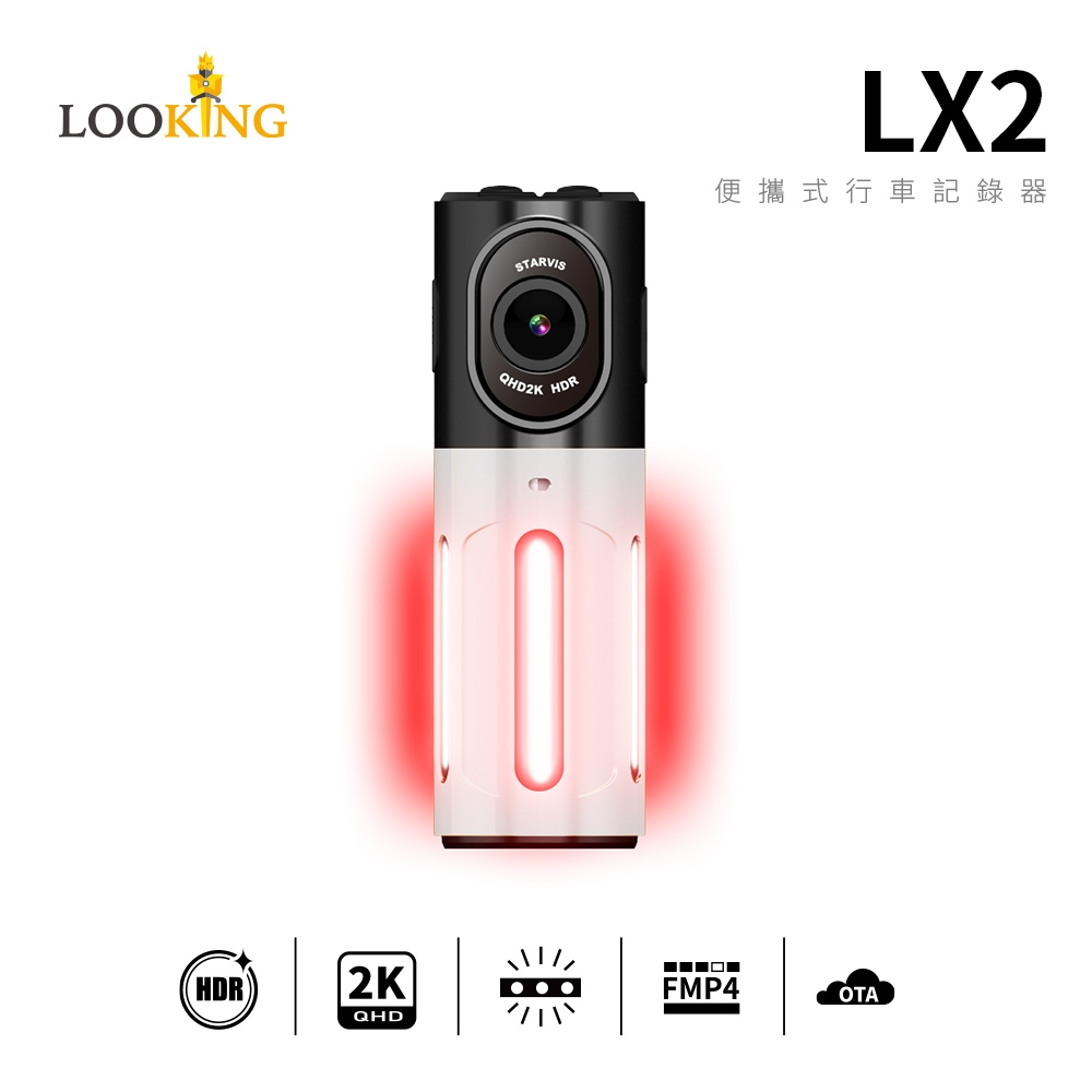 【LOOKING錄得清】 LX2 Trekcam 自行車警示器 行車記錄器｜2K 星光夜視＋64G 記憶卡