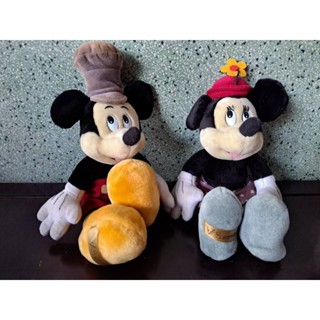 Mickey and Minnie 東京迪士尼卡通人物米老鼠 早期懷舊復古 米奇米妮 絨毛玩偶 趴趴米奇米妮