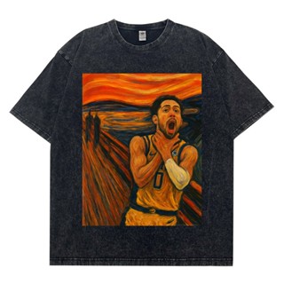 nba Haliburton 哈利伯頓 絕殺 重磅oversize水洗做舊短t t恤男短袖美式復古蠟染純棉寬松圓領落肩t