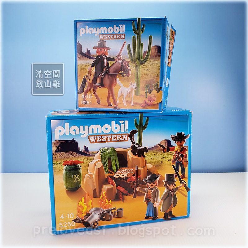 Playmobil 5250 5251 摩比 西部 亡命之徒藏身處 警長與馬 二手有盒 絕版〈清空間放山雞〉