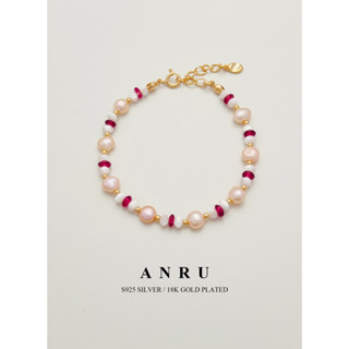 ｜ANRU 絳霞｜純銀母貝珍珠手鍊｜S925 18K金色 天然珍珠 手鍊 手環 Pearl Bracelet