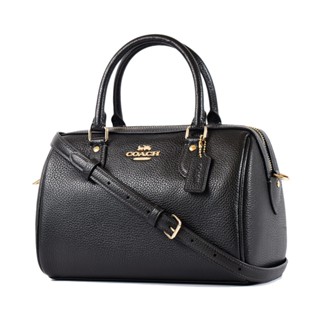 COACH 荔枝紋手提/斜背二用波士頓包-黑色 【美國正品現貨】