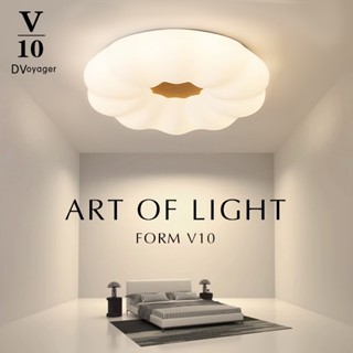 【V10燈飾】LED臥室燈 原木 南瓜吸頂燈 吸頂燈 奶油風吸頂燈 客廳燈餐廳燈 創意燈飾 南瓜型 全光譜防藍光無頻閃