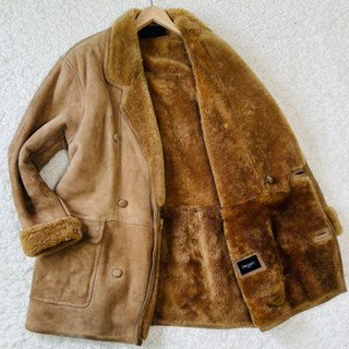 LambSkin 小羊皮毛一體排扣翻領大衣 長板外套夾克 皮衣