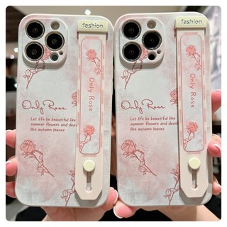 iphone 16E 16promax 16pro 16 15pro 14 13 12 11粉色玫瑰腕帶手機殼