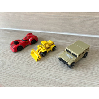 二手-3臺合售::紅色跑車/合金工程車 推土機/軍事車 汽車小玩具/兒童玩具車模型