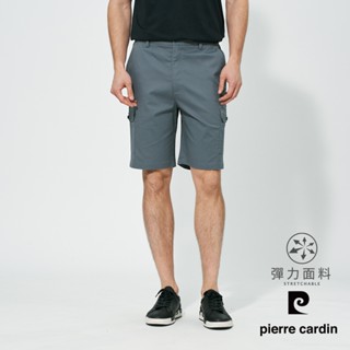 pierre cardin 皮爾卡登】男款 側鬆緊腰頭微彈力側貼袋平口休閒短褲-灰色 (5257966-95)