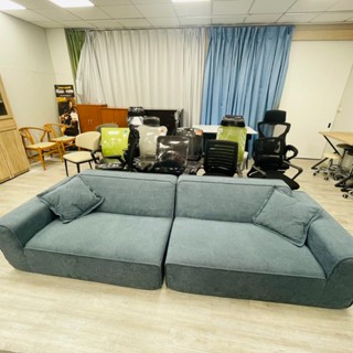 IHouse-【展示出清-無損狀況良好 僅此一組】寬280cm 耐磨藍色布質 4人座大沙發+贈抱枕*2