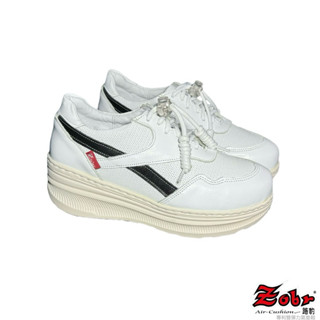 【ZOBR 路豹】白黑拼接氣墊真皮手工休閒鞋 女款 專利雙彈力氣墊鞋 官方授權 路豹氣墊鞋 Q222
