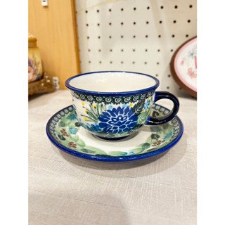 ~歐閣鄉村傢俱傢飾~波蘭風陶瓷咖啡杯碟.花茶杯.下午茶.花蝴蝶咖啡杯碟