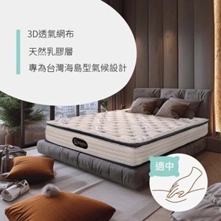 韋格娜名床-Dora床墊三線加厚比利時乳膠-軟硬適中-蜂巢式獨立筒-MIT-透氣紗