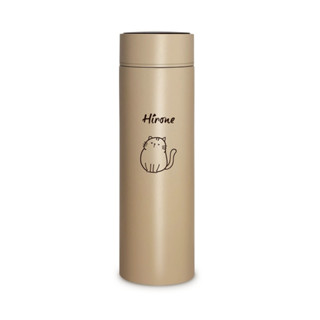 【日本Hirone】316不鏽鋼顯溫保溫杯500ml(奶茶色) DG1016D10004