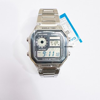 CASIO 卡西歐 世界地圖錶 運動鋼錶 世界時間手錶 男女款 AE-1200WHD-1A DOT聚點
