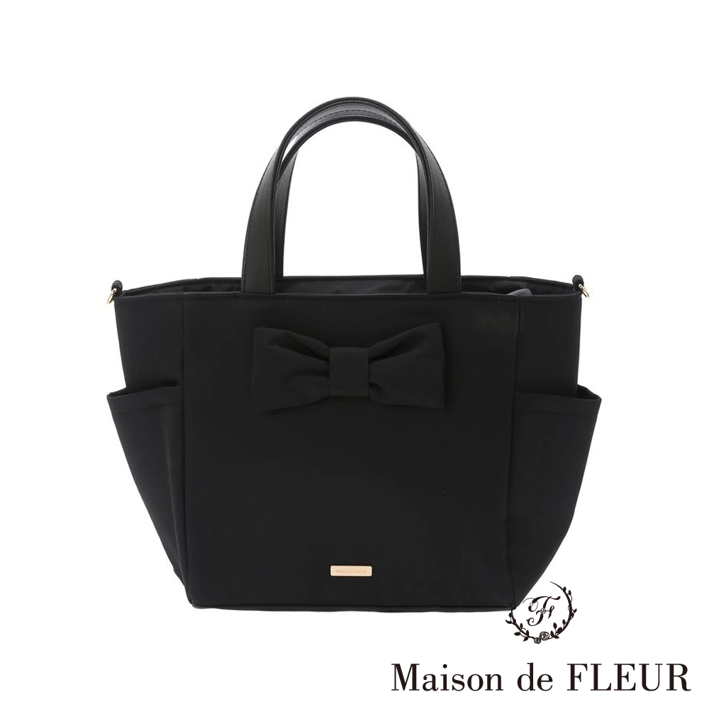 Maison de FLEUR 防潑水加工-2Way立體緞帶造型手提/肩背包(8A42F0J2100)