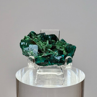 【明明天然水晶】 精品寶石純天然Dioptase剛果翠銅礦18.5g 青銅礦石 綠銅礦 透視石 孔雀石共生 稀有礦物礦標