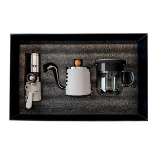 PO: 手沖咖啡三件禮盒組2.0(咖啡壺-灰/玻璃杯350ml-共4色/咖啡磨2.0)