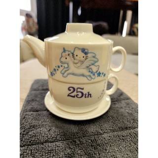 正品 2000年 sanrio hello kitty 限量珍藏版 天使 kitty 馬克杯壺盤組