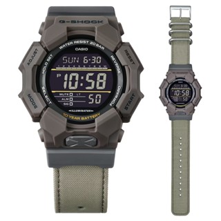 CASIO 卡西歐(GD-010CE-5) G-SHOCK 大錶殼 長效電池 耐用布料錶帶 雙顯錶