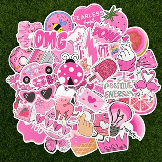 【現貨】🌸"50張入"粉色 小清新 美學風格貼紙 PVC 防水貼紙 行李箱貼紙 安全帽貼紙 機車貼紙 手機貼紙