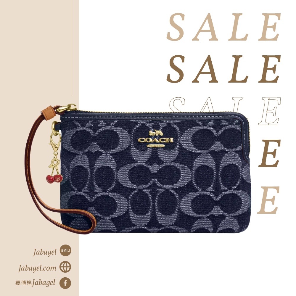 現貨 COACH 經典Logo丹寧布拉鍊手腕包 丹寧手拿包-IM/丹寧藍色CZ452 ｜美國代購 正品保證