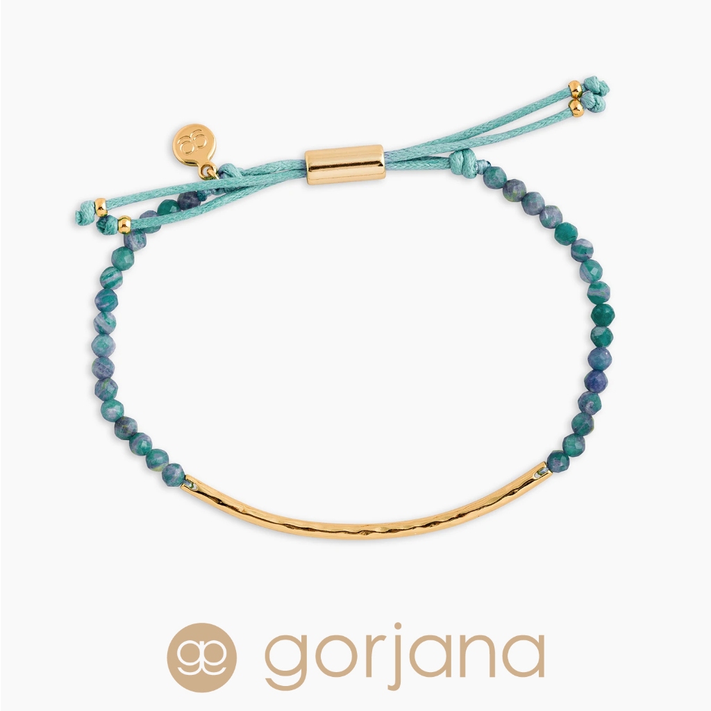 GORJANA POWER GEM 平衡骨 金墜 藍色貓眼石手鍊 可調式手圍 溫和平衡靈感