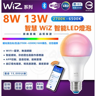 現貨 附發票 Philips 飛利浦 WiZ 13W LED 全綵燈泡(PW019) 燈泡 變色燈泡 調光調色
