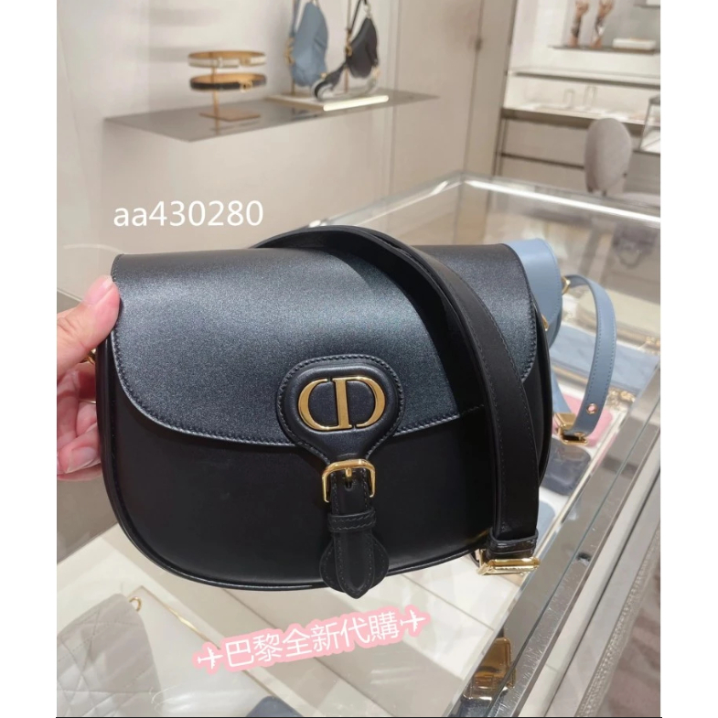 ✈巴黎全新代購✈DIOR 迪奧 黑色bobby 中號 黑色光面皮革 馬鞍包/單肩包/斜背包