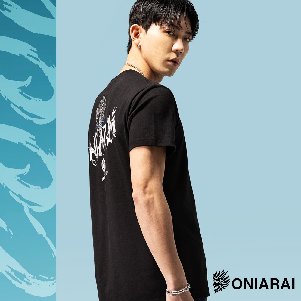 BLUE WAY 鬼洗 ONIARAI - 男款 潮流鬼洗元素短TEE(黑)/網路獨家