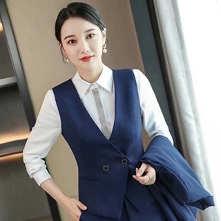 西裝馬甲女 黑色西裝背心 百搭V領無袖上衣 工作服 職業馬甲外套 商務馬甲內搭 背心外套 女裝 衣服