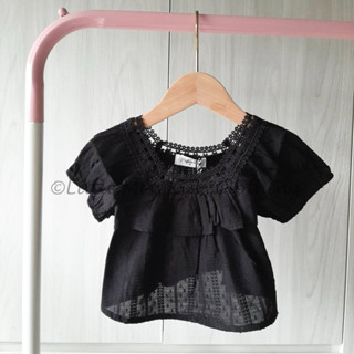 ♥ Little Miss ♥ 25SS香水娜娜童裝｜現貨110、150、160｜113鏤空花邊方領上衣