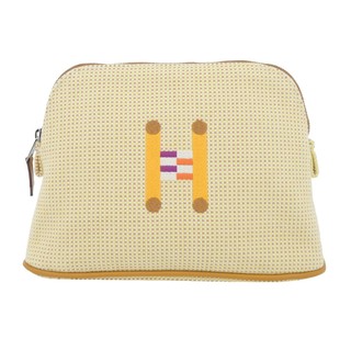 Hermes 愛馬仕 Bolide Crazy H 刺繡帆布收納包(迷你/檸檬黃/赭)｜JS Maxx官方旗艦館