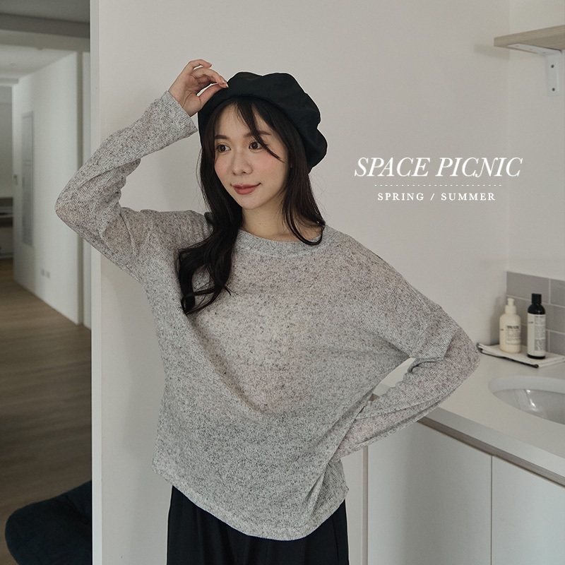 Space Picnic｜微透圓領薄針織上衣-2色【C24071030】