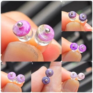 嗨，寶貝銀飾珠寶* 舒俱萊石☆925純銀 抗癌寶石 南非國寶 純天然果凍凝膠櫻花料 皇家紫舒俱萊石耳環 耳釘3-1