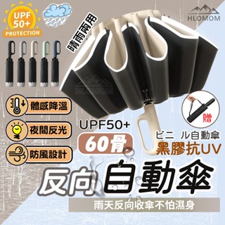 🔥隔日到貨🔥自動傘 反向自動傘 反光條雨傘 雨傘 晴雨兩用防風 反向傘黑膠遮陽傘 一鍵開收 勾勾傘 便攜耐用手提環扣設計