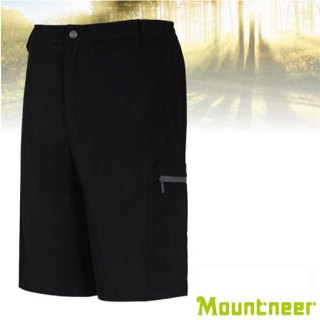 【Mountneer 山林】男 四向彈性快乾 健行排汗短褲 休閒短褲 工作褲 防曬登山短褲/黑 11S17