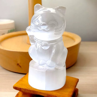 🔮薰詩奈🌻現貨 天然摩洛哥透石膏 招財貓 高頻能量擺件 辦公擺件礦石水晶擺飾可愛桌面擺件雕像 雕塑 擺件 風水招財
