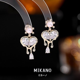 MIKANO S925銀針防過敏＋18K加厚真金電鍍 高品質 珍珠款甜美氣質愛心水滴耳環 耳飾
