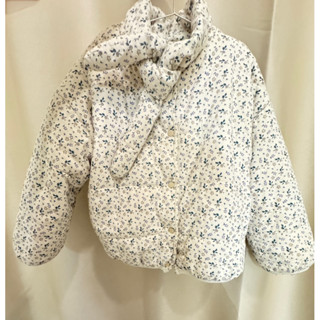 二手 女童冬季加絨加厚棉服碎花外套