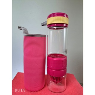 【全新_低價出清】【買一送一】 多功能榨汁瓶650ml大容量單層玻璃杯x1+杯套1(檸檬杯隨手瓶魔力杯柳丁果汁環保杯)
