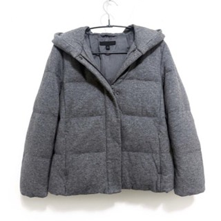UNIQLO 專櫃 灰色 毛尼 連帽 羽絨 外套