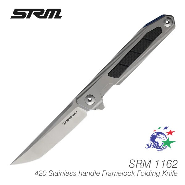 SRM 三刃木 1162 戶外折疊工具刀 不銹鋼鑲崁碳纖柄 - 1162 詮國