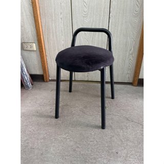 永達二手傢俱生活館/黑色絨布椅凳/化妝椅/椅凳/圓凳/餐椅/凳子/絨布餐椅/椅子/矮凳