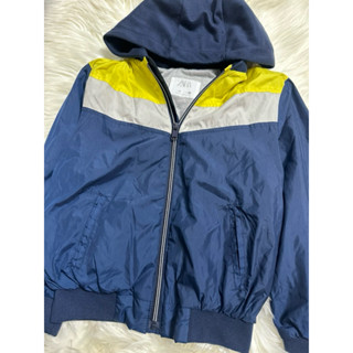 ZARA 男童 防風 輕 薄 雙拉鍊 連帽 長袖 藍色 外套 8歲 128公分