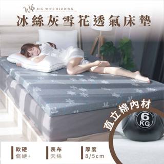 大老婆寢具【冰絲雪花透氣床墊 厚度5/8公分】直立棉 萊賽爾纖維 裸睡體驗 親膚柔軟 折疊好收納 宿舍床墊 學舍床墊